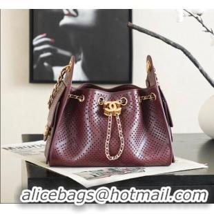 Good Taste Chanel 25 Mini Handbag in Hollowed-out Calfskin AS5631 Burgundy 2026