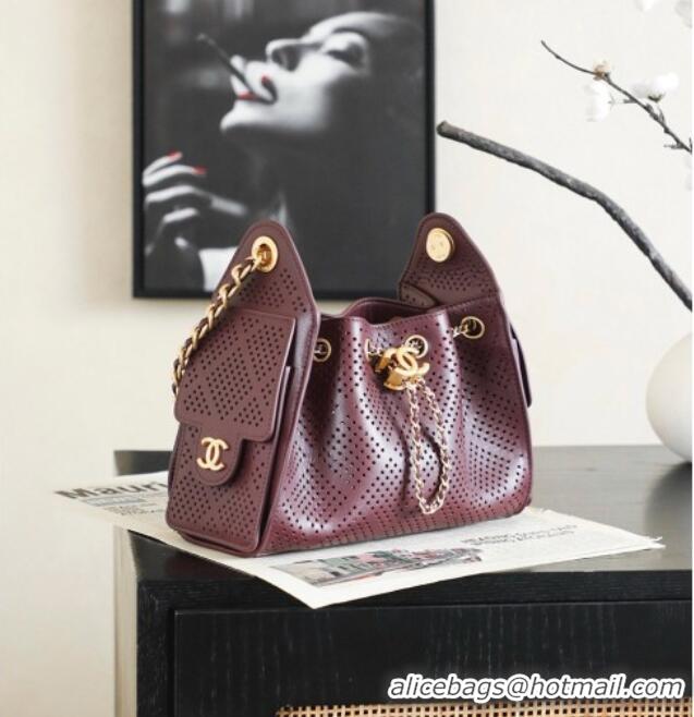 Good Taste Chanel 25 Mini Handbag in Hollowed-out Calfskin AS5631 Burgundy 2026