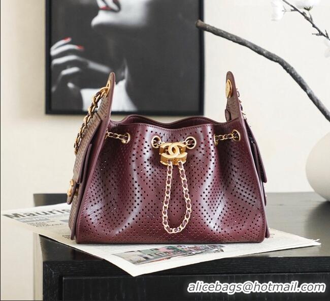 Good Taste Chanel 25 Mini Handbag in Hollowed-out Calfskin AS5631 Burgundy 2026