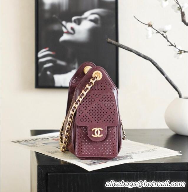 Good Taste Chanel 25 Mini Handbag in Hollowed-out Calfskin AS5631 Burgundy 2026