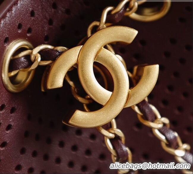 Good Taste Chanel 25 Mini Handbag in Hollowed-out Calfskin AS5631 Burgundy 2026