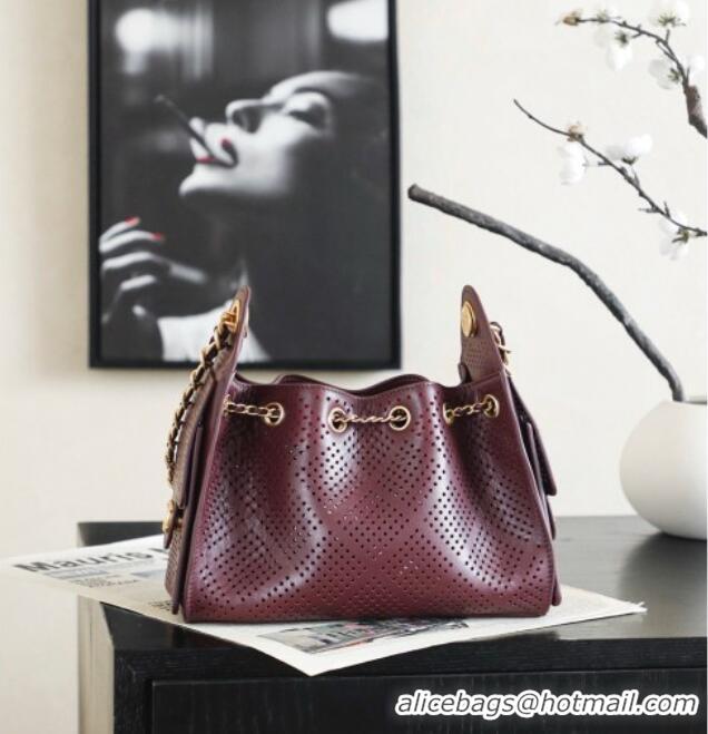 Good Taste Chanel 25 Mini Handbag in Hollowed-out Calfskin AS5631 Burgundy 2026