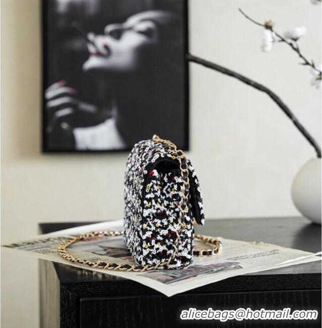 Best Product Chanel Mini Sequins Flap Bag CH82409 White/Black 2026