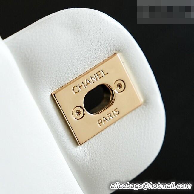 Famous Brand Chanel Embroidery Medium Flap Bag CH082413 White/Pink 2026