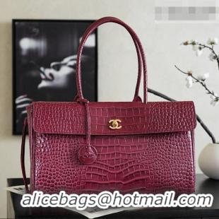 Buy Discount Chanel Tote Bag in Crocodile Pattern Calfskin AS6428 Burgundy 2026
