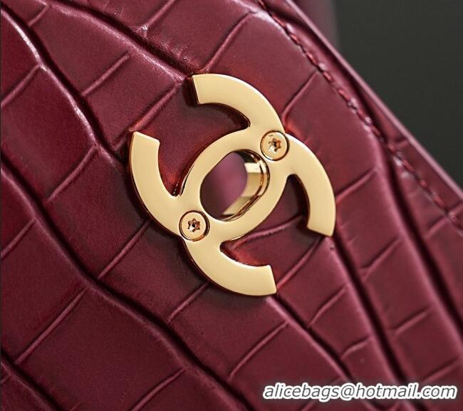 Buy Discount Chanel Tote Bag in Crocodile Pattern Calfskin AS6428 Burgundy 2026