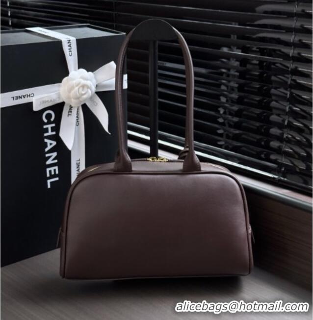 Best Quality Chanel Large Bowling Bag in Calfskin AS6580 Dark Brown 2026