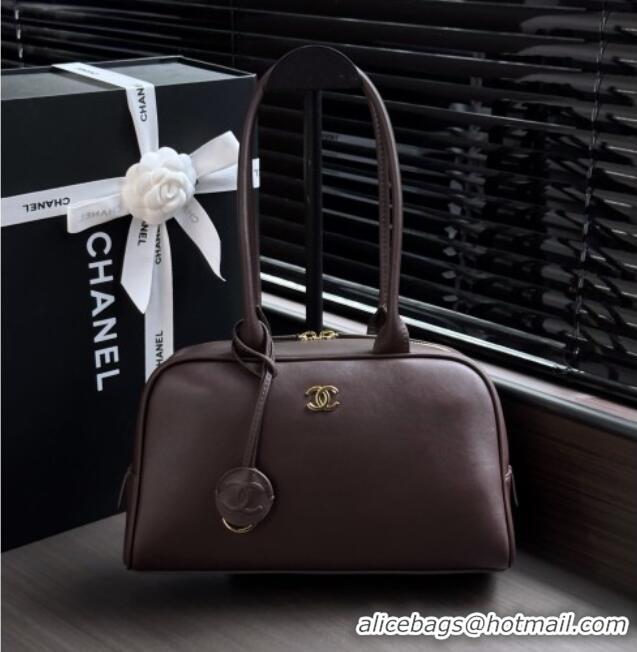 Best Quality Chanel Large Bowling Bag in Calfskin AS6580 Dark Brown 2026