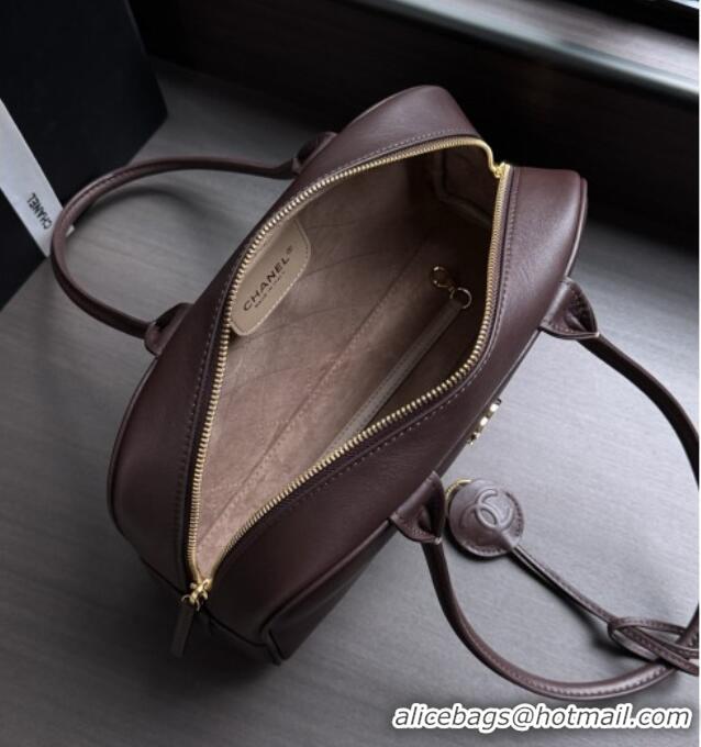 Best Quality Chanel Large Bowling Bag in Calfskin AS6580 Dark Brown 2026