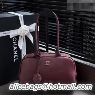 Good Quality Chanel Large Bowling Bag in Calfskin AS6580 Burgundy 2026