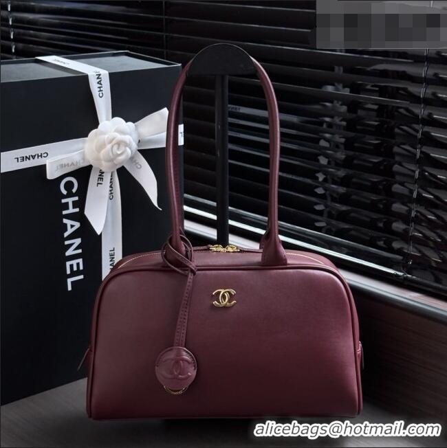 Good Quality Chanel Large Bowling Bag in Calfskin AS6580 Burgundy 2026