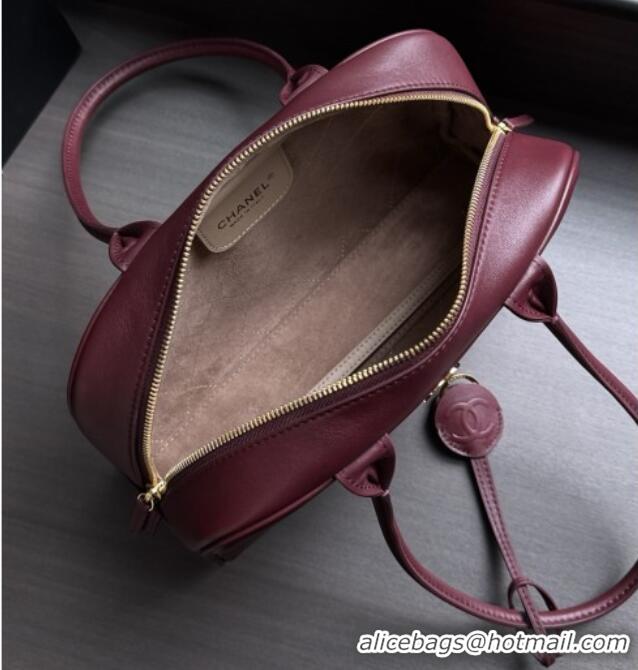 Good Quality Chanel Large Bowling Bag in Calfskin AS6580 Burgundy 2026