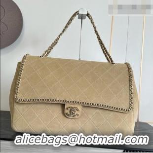 Best Grade Chanel x Pharrell XXL Maxi Flap Bag with Chain in Suede CH082424 Beige 2026