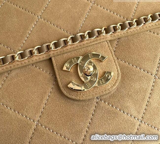 Best Grade Chanel x Pharrell XXL Maxi Flap Bag with Chain in Suede CH082424 Beige 2026