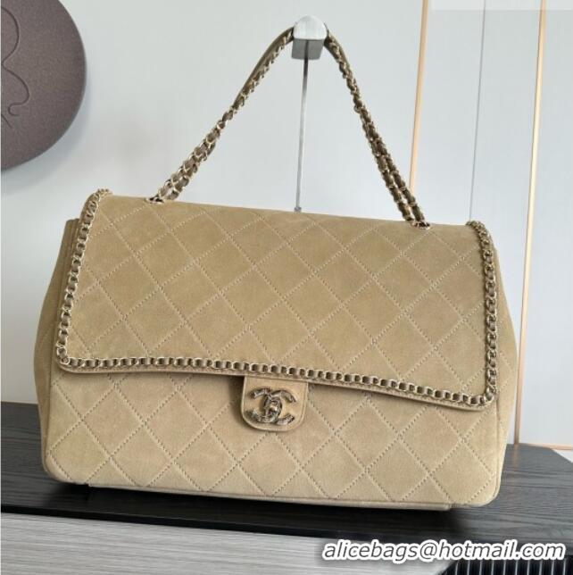 Best Grade Chanel x Pharrell XXL Maxi Flap Bag with Chain in Suede CH082424 Beige 2026