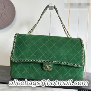 Hot Sell Cheap Chanel x Pharrell XXL Maxi Flap Bag with Chain in Suede CH082425 Green 2026