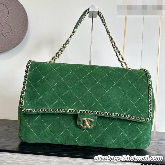Hot Sell Cheap Chanel x Pharrell XXL Maxi Flap Bag with Chain in Suede CH082425 Green 2026
