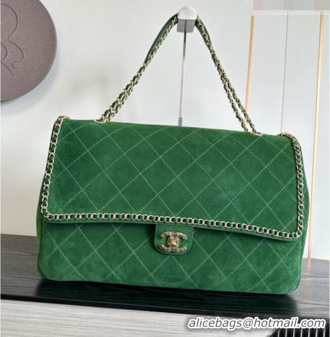 Hot Sell Cheap Chanel x Pharrell XXL Maxi Flap Bag with Chain in Suede CH082425 Green 2026