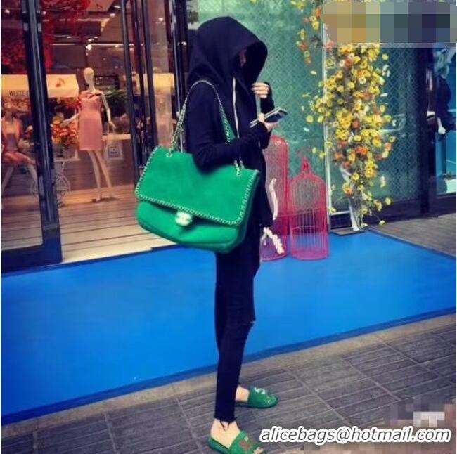 Hot Sell Cheap Chanel x Pharrell XXL Maxi Flap Bag with Chain in Suede CH082425 Green 2026