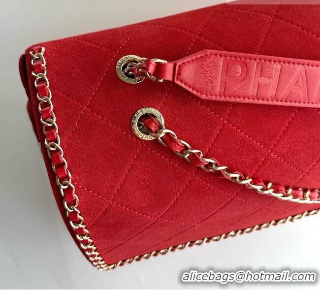 Buy Discount Chanel x Pharrell XXL Maxi Flap Bag with Chain in Suede CH082426 Red 2026