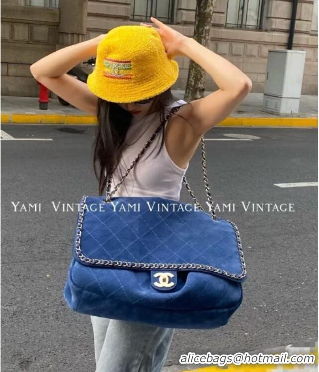 Grade Design Chanel x Pharrell XXL Maxi Flap Bag with Chain in Suede CH082427 Blue 2026
