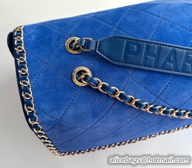 Grade Design Chanel x Pharrell XXL Maxi Flap Bag with Chain in Suede CH082427 Blue 2026