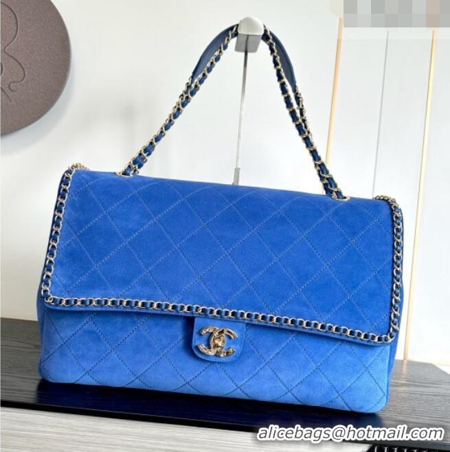 Grade Design Chanel x Pharrell XXL Maxi Flap Bag with Chain in Suede CH082427 Blue 2026