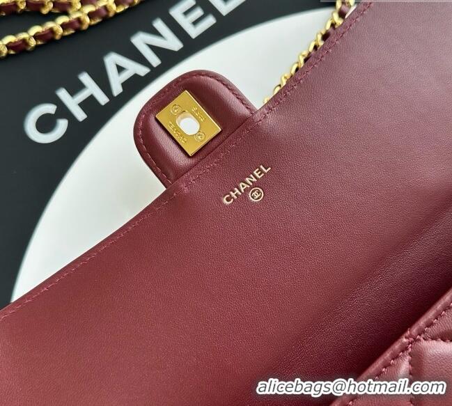 Traditional Specials Chanel Clutch with Chain in Lambskin AP5280 Burgundy 2026