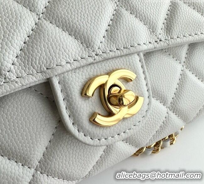 Famous Brand Chanel Clutch with Chain in Grained Calfskin AP5280 White 2026