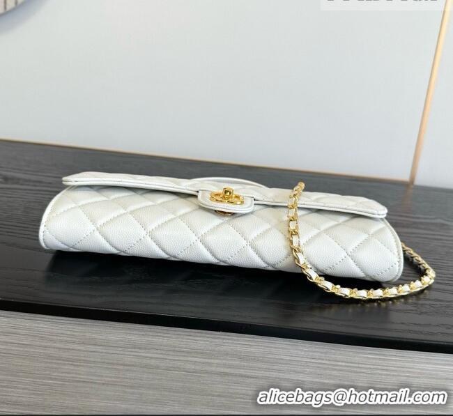 Famous Brand Chanel Clutch with Chain in Grained Calfskin AP5280 White 2026