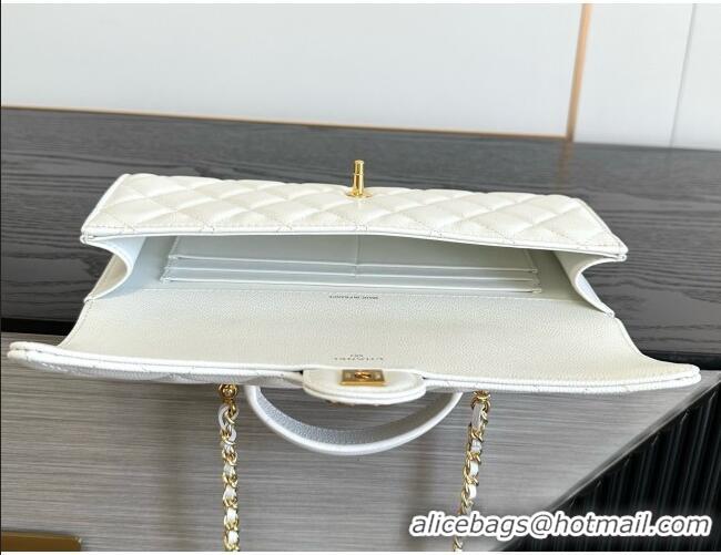 Famous Brand Chanel Clutch with Chain in Grained Calfskin AP5280 White 2026