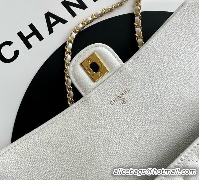 Famous Brand Chanel Clutch with Chain in Grained Calfskin AP5280 White 2026