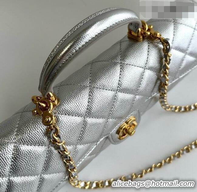 Sophisticated Discount Chanel Clutch with Chain in Grained Calfskin AP5280 Silver 2026
