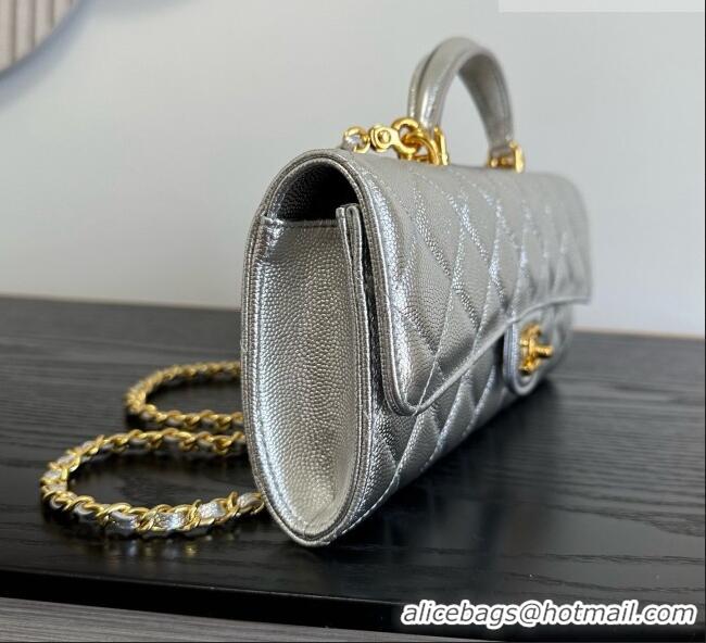 Sophisticated Discount Chanel Clutch with Chain in Grained Calfskin AP5280 Silver 2026