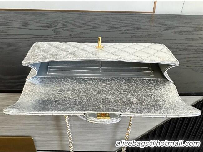 Sophisticated Discount Chanel Clutch with Chain in Grained Calfskin AP5280 Silver 2026