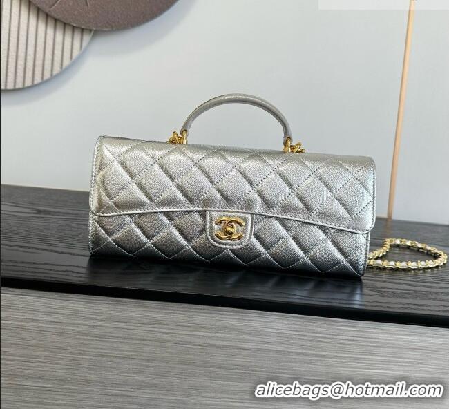 Sophisticated Discount Chanel Clutch with Chain in Grained Calfskin AP5280 Silver 2026