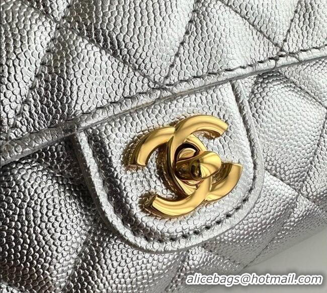 Sophisticated Discount Chanel Clutch with Chain in Grained Calfskin AP5280 Silver 2026
