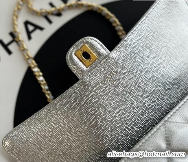 Sophisticated Discount Chanel Clutch with Chain in Grained Calfskin AP5280 Silver 2026