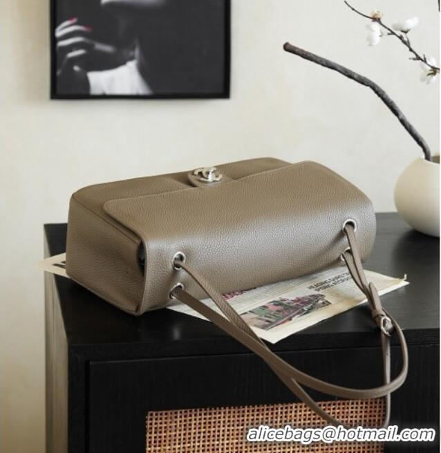 Well Crafted Chanel Small Maxi Flap Bag in Grained Calfskin AS6231 Dark Khaki/Silver 2026