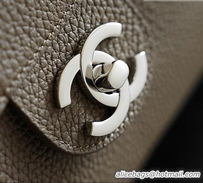 Well Crafted Chanel Small Maxi Flap Bag in Grained Calfskin AS6231 Dark Khaki/Silver 2026