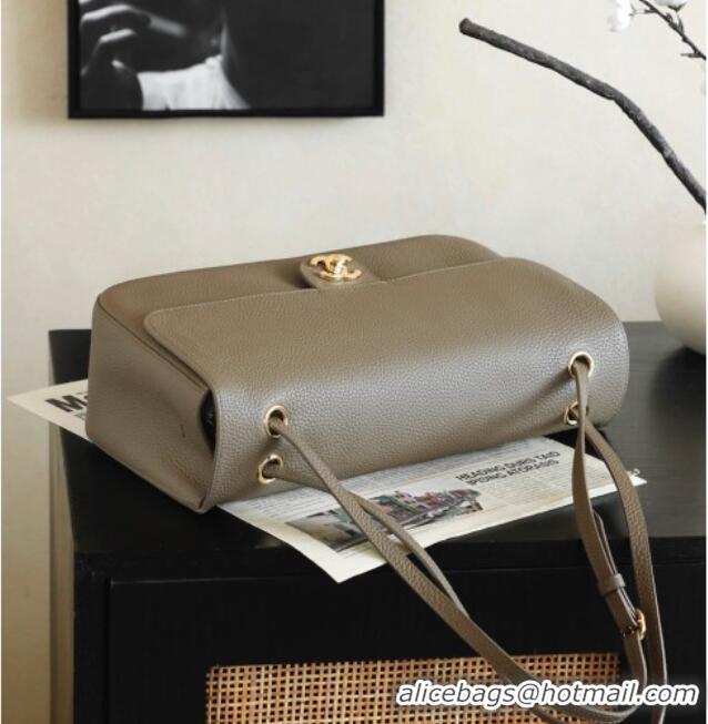 Classic Discount Chanel Small Maxi Flap Bag in Grained Calfskin AS6231 Dark Khaki/Gold 2026