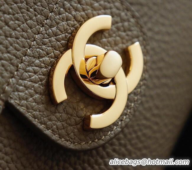 Classic Discount Chanel Small Maxi Flap Bag in Grained Calfskin AS6231 Dark Khaki/Gold 2026