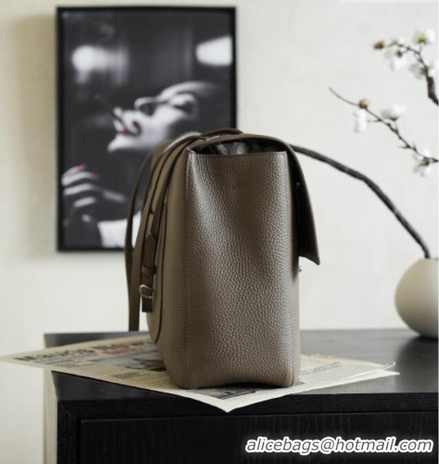 Best Grade Chanel Large Maxi Flap Bag in Grained Calfskin AS6233 Dark Khaki/Silver 2026