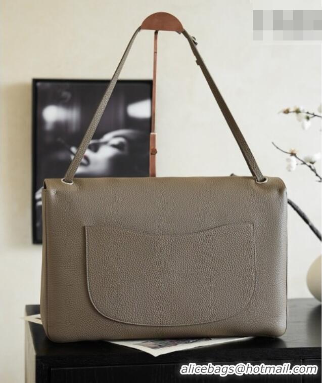 Best Grade Chanel Large Maxi Flap Bag in Grained Calfskin AS6233 Dark Khaki/Silver 2026