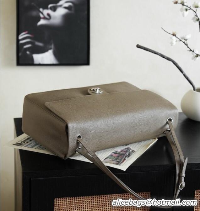 Best Grade Chanel Large Maxi Flap Bag in Grained Calfskin AS6233 Dark Khaki/Silver 2026