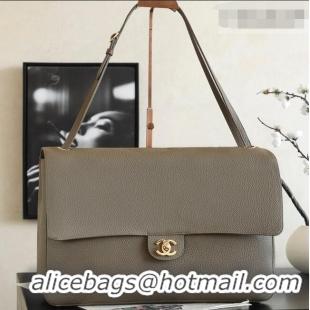 Shop Discount Chanel Large Maxi Flap Bag in Grained Calfskin AS6233 Dark Khaki/Gold 2026