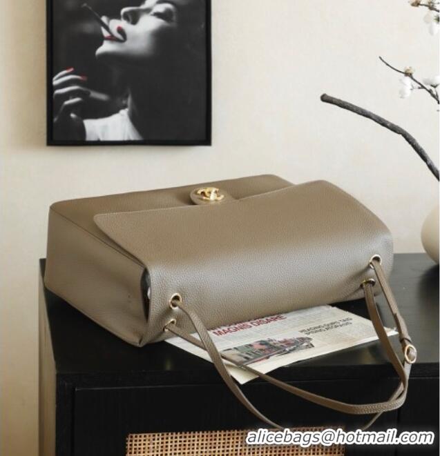 Shop Discount Chanel Large Maxi Flap Bag in Grained Calfskin AS6233 Dark Khaki/Gold 2026