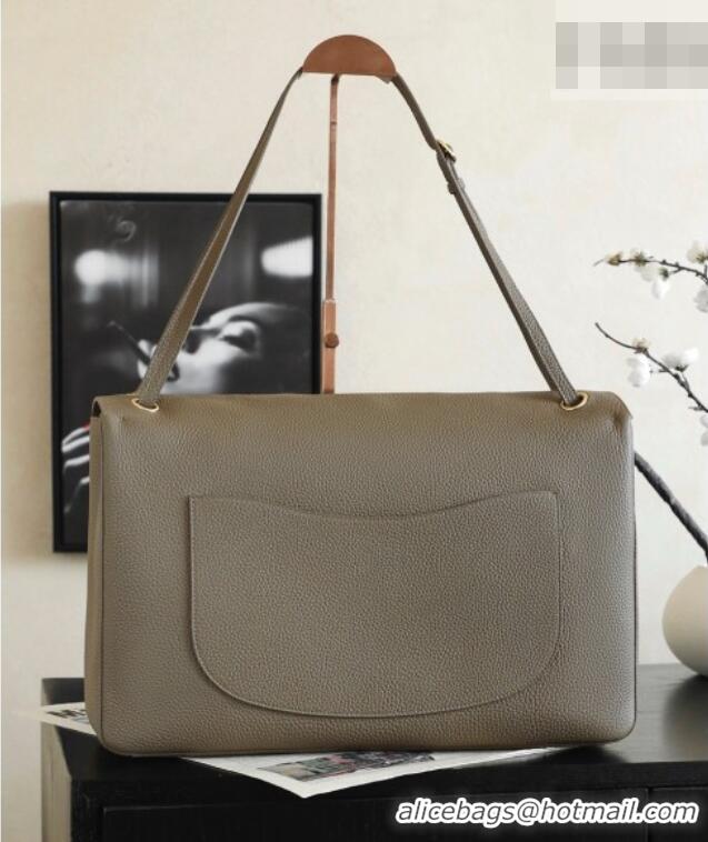 Shop Discount Chanel Large Maxi Flap Bag in Grained Calfskin AS6233 Dark Khaki/Gold 2026