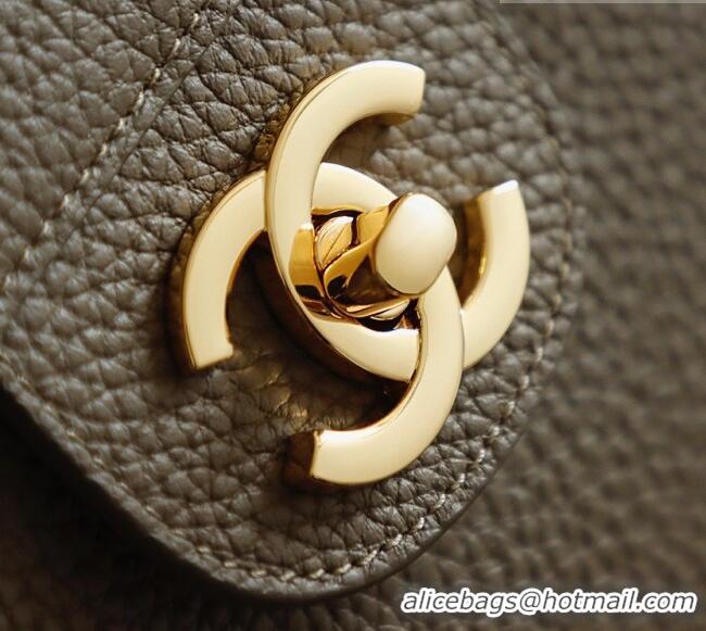 Shop Discount Chanel Large Maxi Flap Bag in Grained Calfskin AS6233 Dark Khaki/Gold 2026