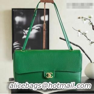 Top Quality Chanel Small Maxi Flap Bag in Grained Calfskin AS6231 Green/Gold 2026